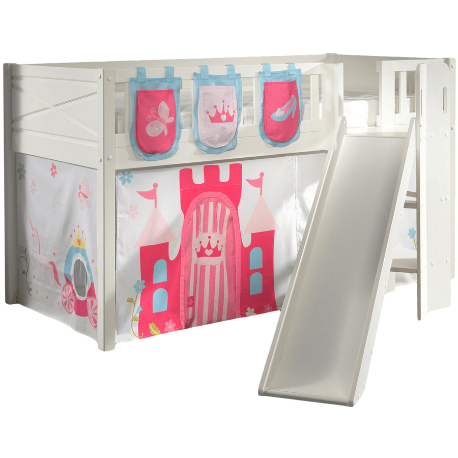 VIPACK Spielbett SCOTT 90 x 200 cm Princess 2-teilig weiß