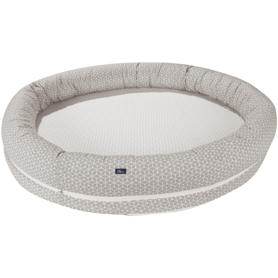 Alvi® Schlummer-Nestchen XL Graphic taupe mit Tasche 