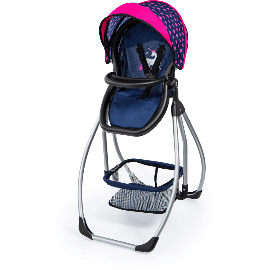 bayer Design Puppen-Hochstuhl Trio blau, mit Einhorn