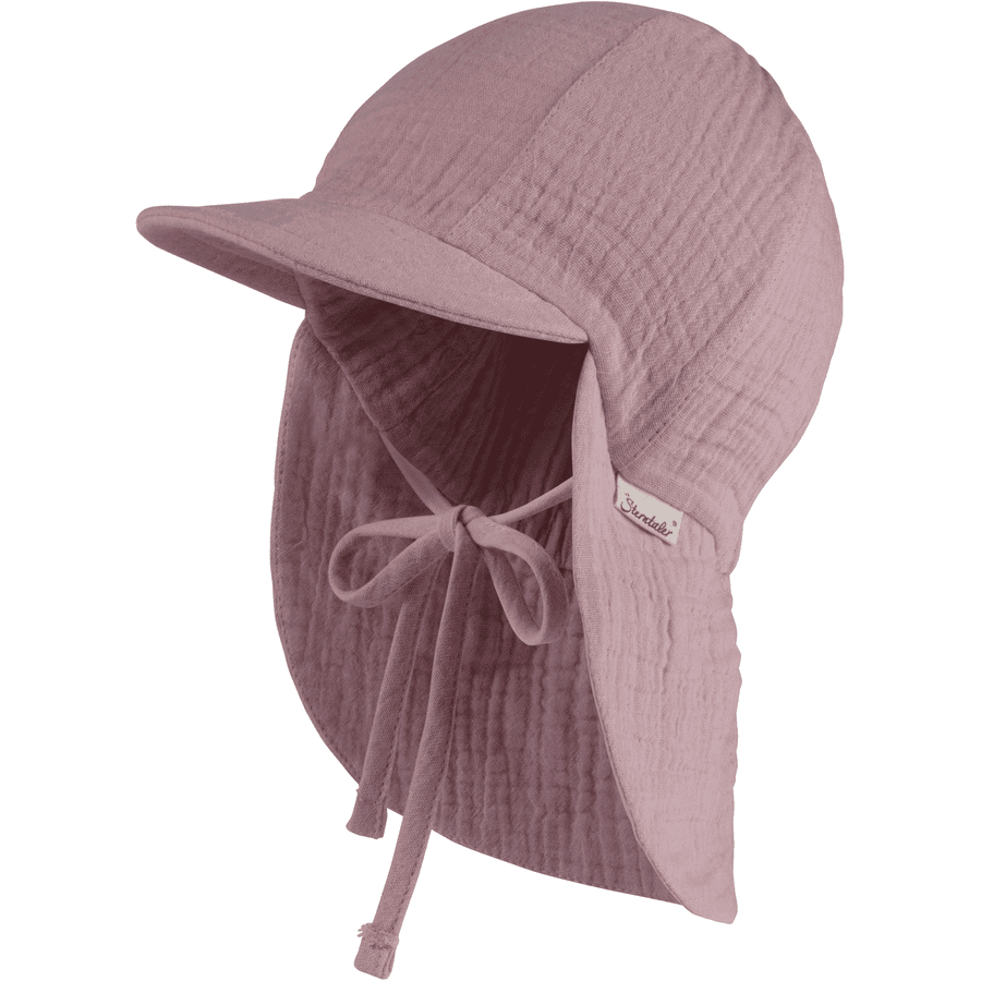 Sterntaler Peaked cap met nekbescherming mousseline fluweel roze 