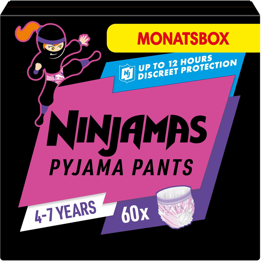 NINJAMAS Couches culottes pyjamas pack mensuel, 4-7 ans, 60 pièces