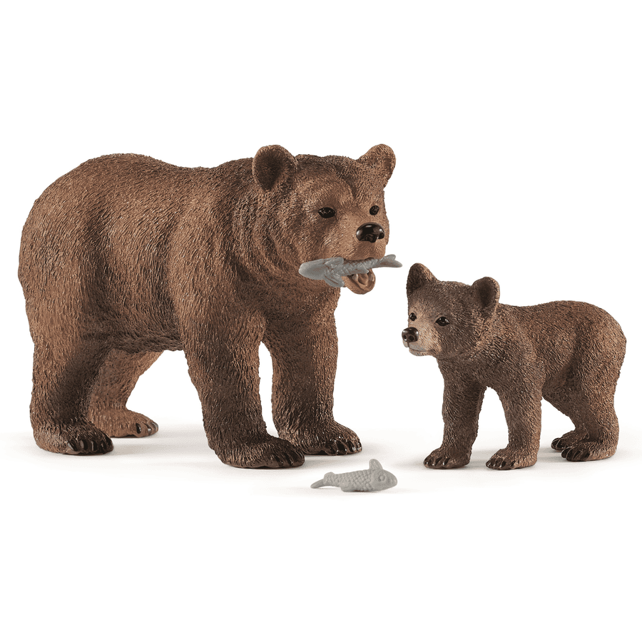 schleich® Figurine maman grizzly avec ourson 42473