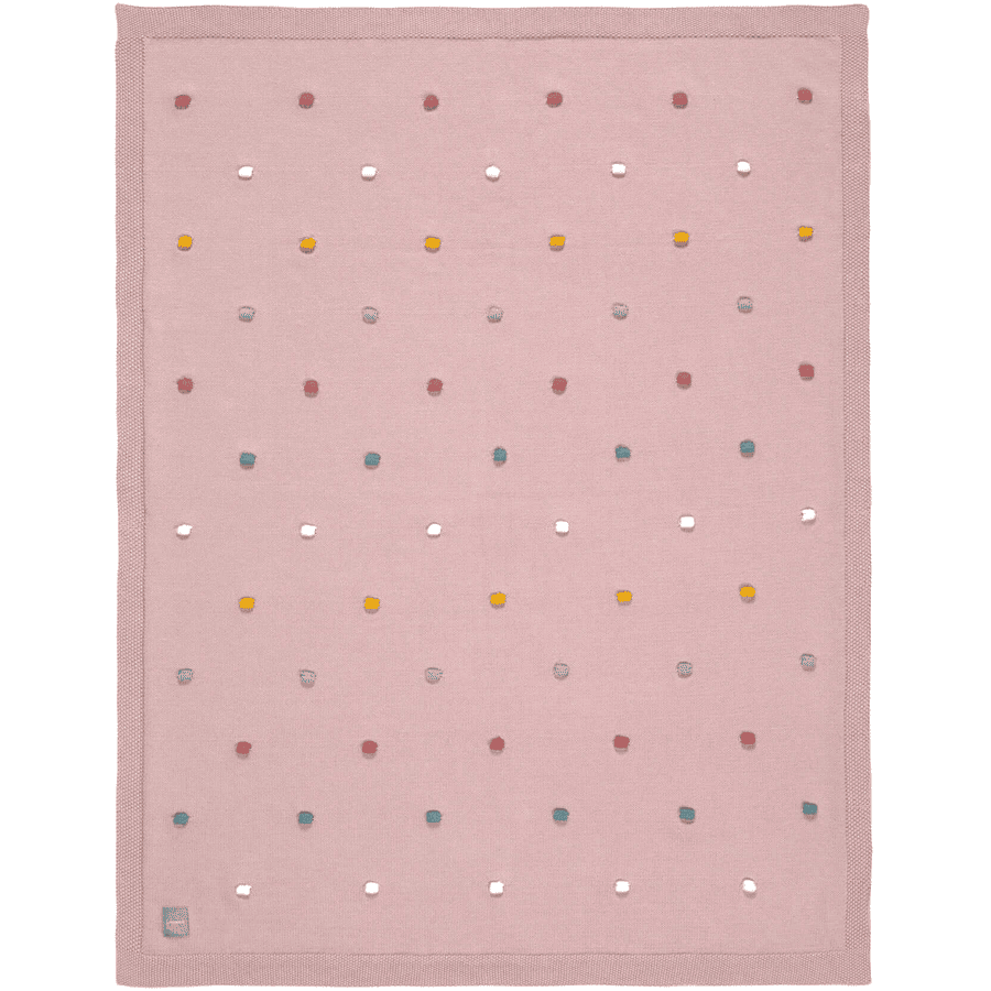LÄSSIG Baby tæppe strikkede prikker lyserød 80 x 100 cm