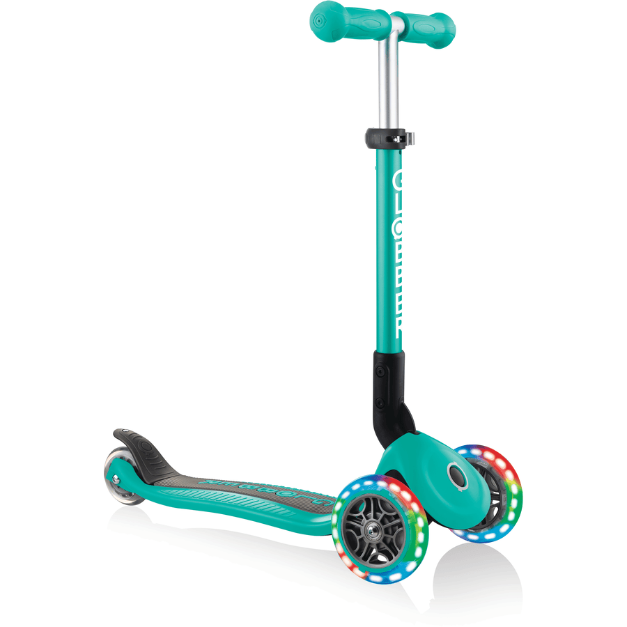 GLOBBER JUNIOR FOLDABLE LIGHT S tyrkysová, s osvětlenými koly