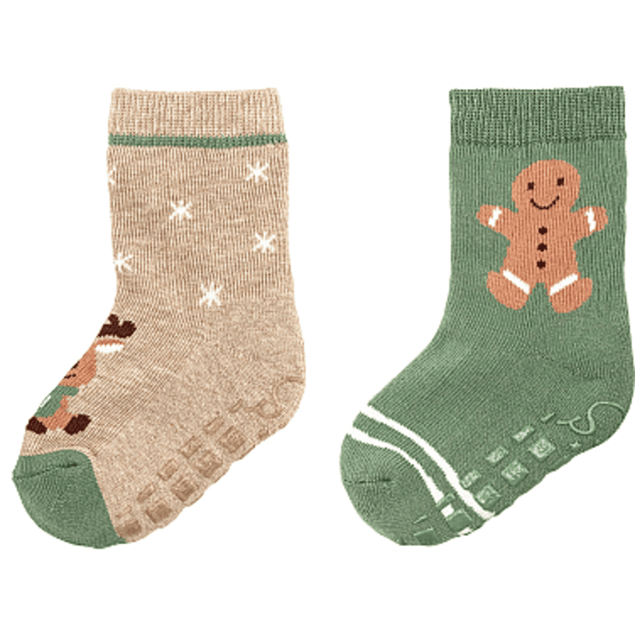 Sterntaler Chaussettes ABS pack double Noël beige mélangé