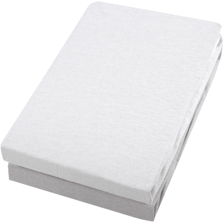 Alvi ® utstyrt ark dobbelpakke hvit / sølv 70 x 140 cm 