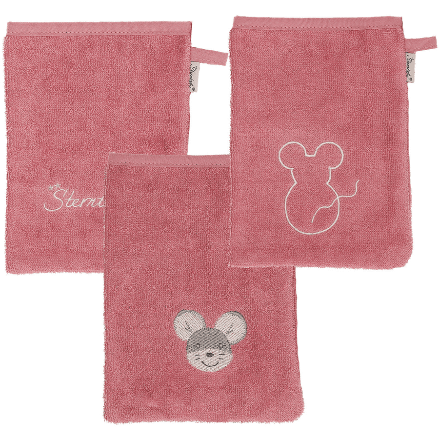 Sterntaler Rękawice do mycia 3 pack Mabel różowe