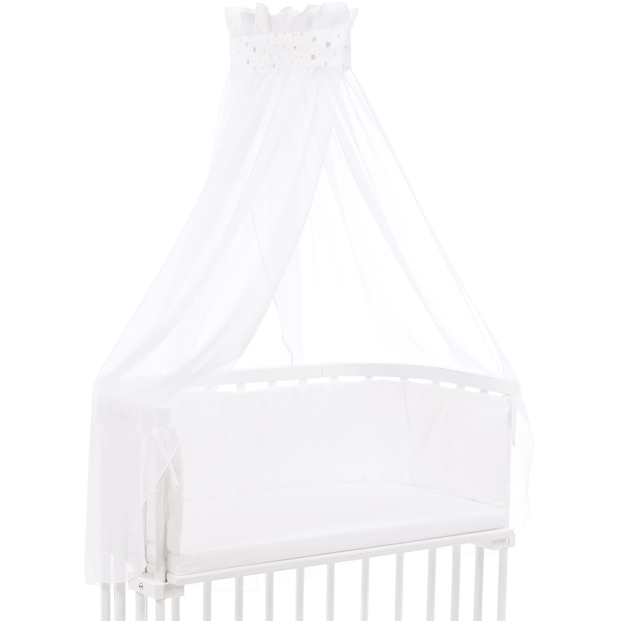 sand babybay®canopy piqué con nastro adatto a tutti i modelli white star mix /berry