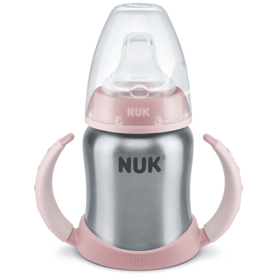 NUK Tazza Bevimpara rosa in acciaio inossidabile 125ml, con beccuccio in silicone
