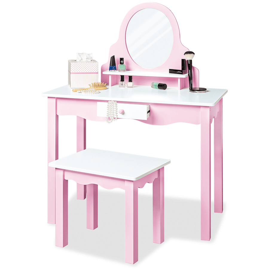 Pinolino Dětský toaletní stolek Jasmin včetně stoličky, růžový