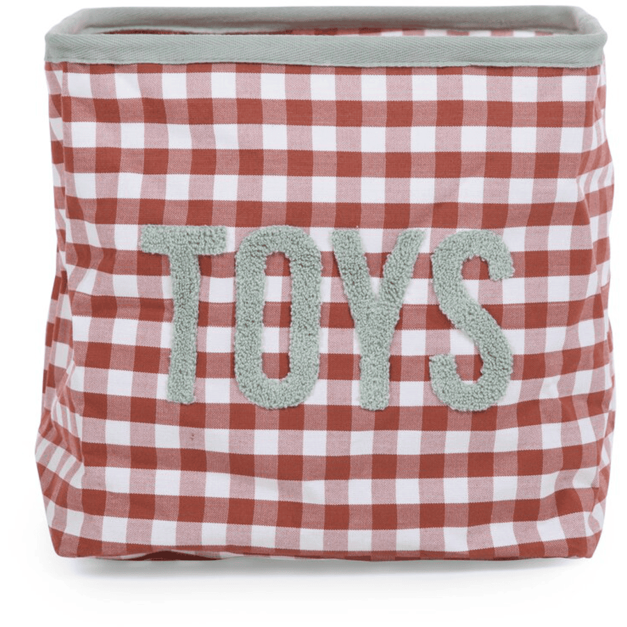 CHILDHOME Panier de rangement jouets Vichy terracotta 30x30x50 cm