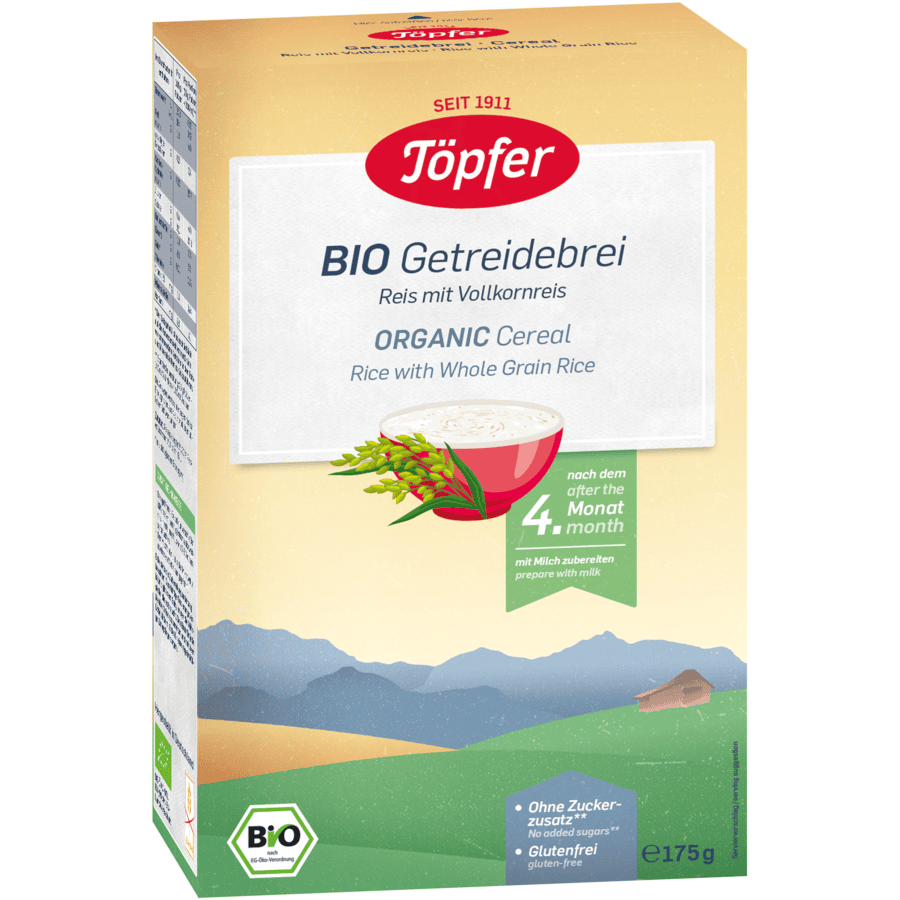 Töpfer Bio Getreidebrei Reis mit Vollkornreis 175 g nach dem 4. Monat