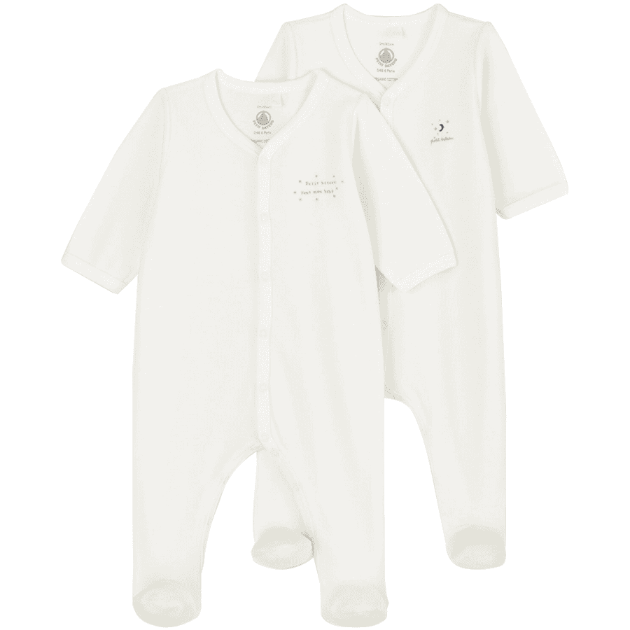 Petit Bateau Pyjama dors-bien bébé coton bio blanc lot de 2