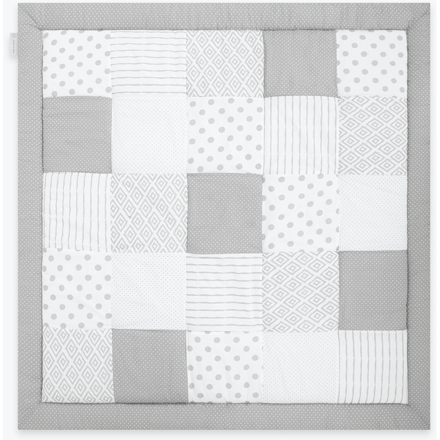 Patchwork Essential emma & noah kruipdeken grijs 120 x 120 cm