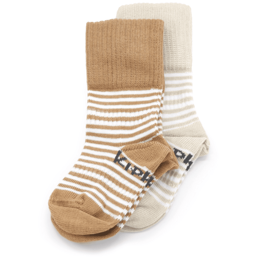 KipKep Stay-On Socks 2-Pack Party Camel en Sand Organic
