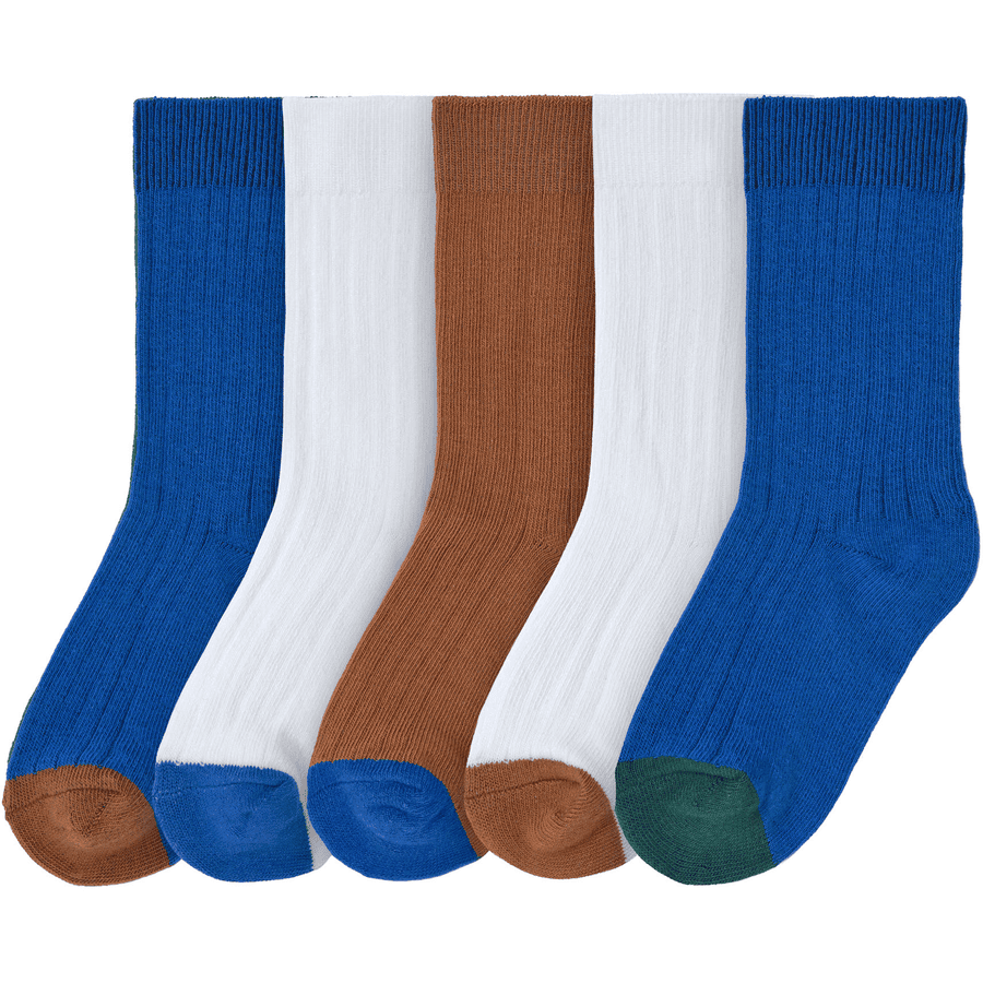 LÄSSIG Kinder Socken 5er Pack Little Gang blau weiß karamell