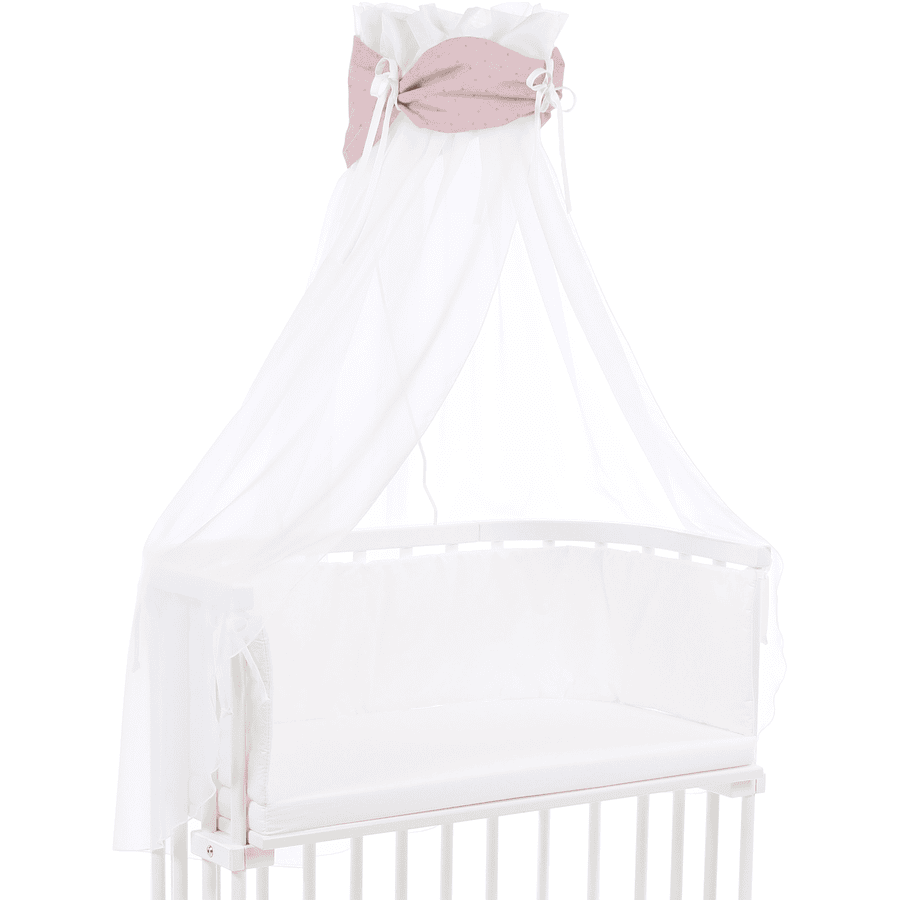 Cotton babybay® luifel Organic Royal met strik geschikt voor alle modellen rosé glitter stippen goud