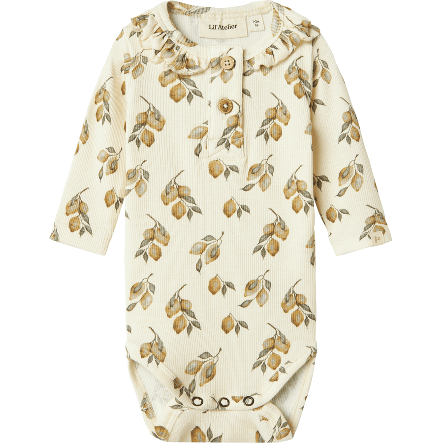 Lil'Atelier Langarmbody Nbfgavo Turtledove Lemon