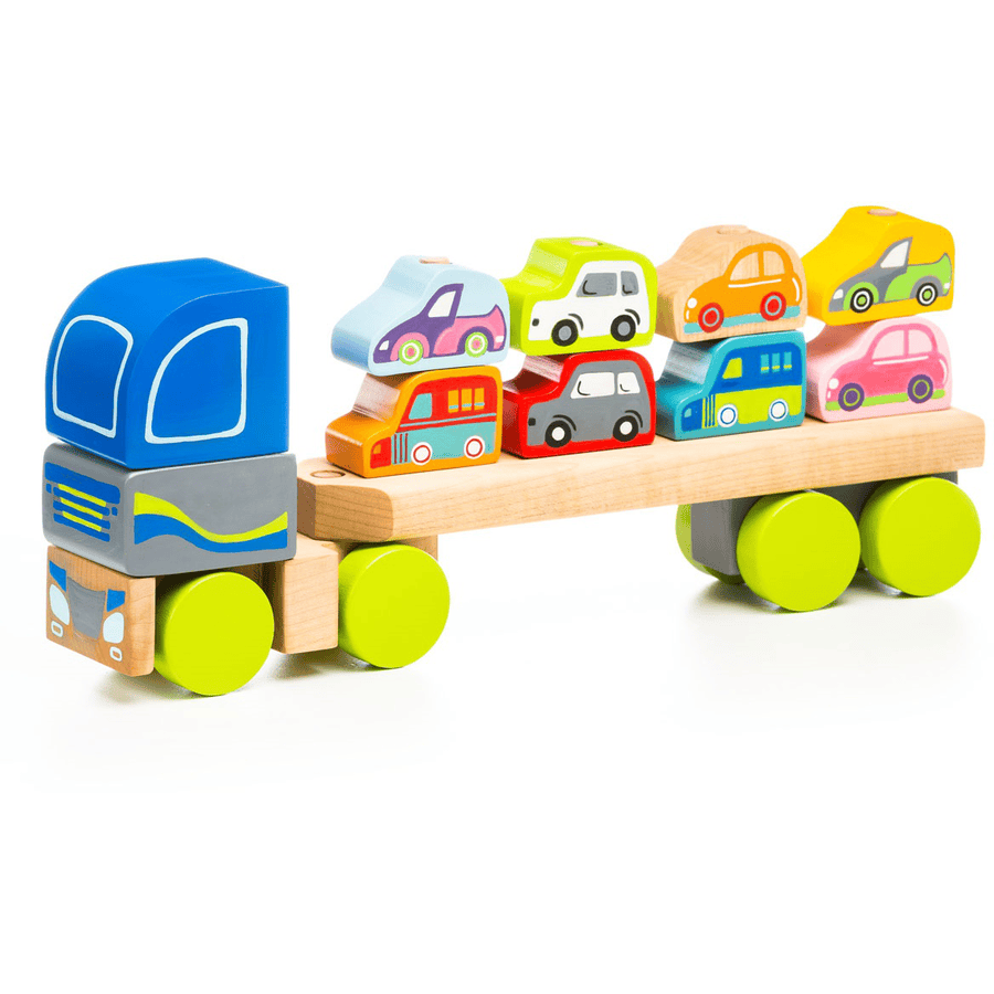 vat Doorzichtig Balling Cubika Toys Houten speelgoed vrachtwagen met auto's | pinkorblue.be