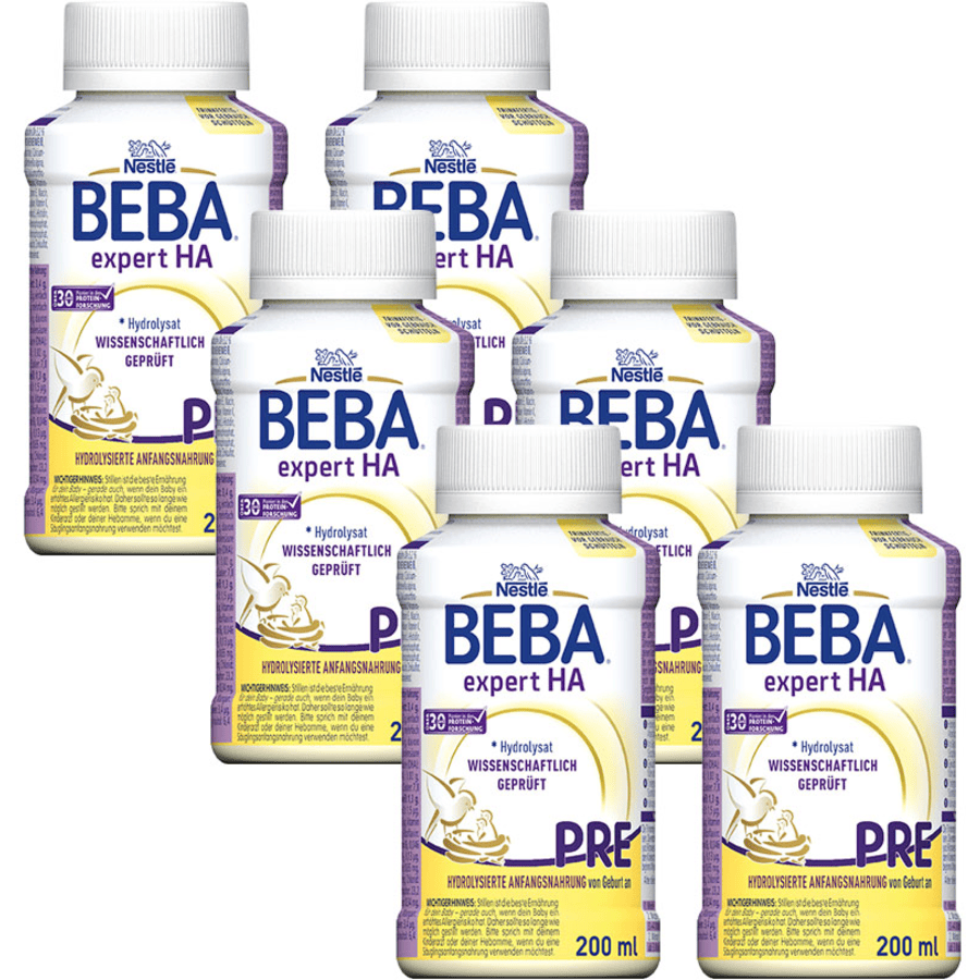 Nestlé Anfangsnahrung BEBA EXPERT HA Pre Flüssignahrung 6x 200 ml von Geburt an