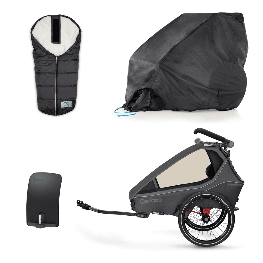 Green Qeridoo® Kidgoo 2 Ivy fietskar Collectie 2023 incl. spatlap, inklapbare garage en voetenzak