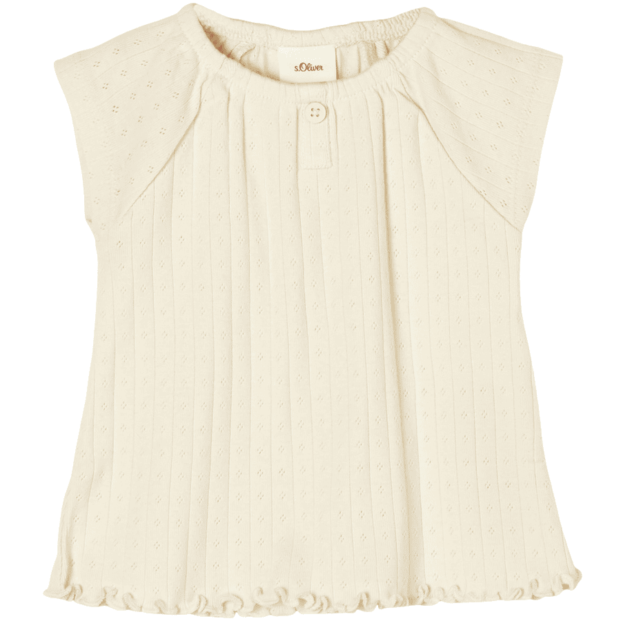 s. Olive r T-shirt med ajour-mønster beige