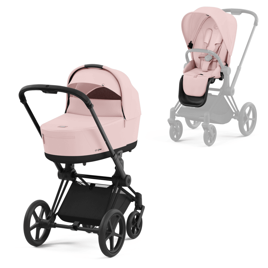 cybex PLATINUM Kombikinderwagen New Priam Priam Matt Black Peach Pink