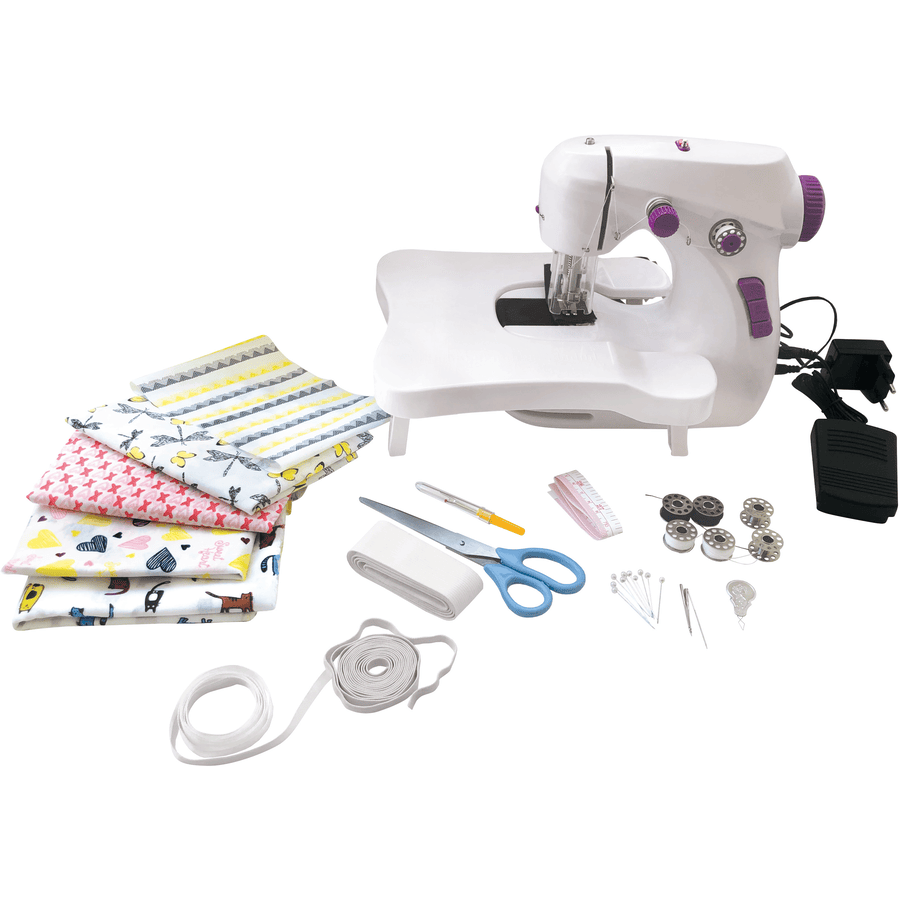 LEXIBOOK Set de máquina de coser con mesa desmontable, luz, accesorios e instrucciones de costura