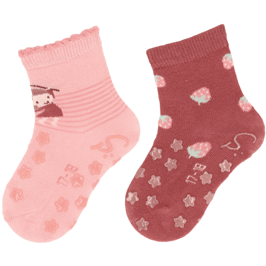 Sterntaler Ponožky s ABS prolézací dvojité balení dětské světle růžové