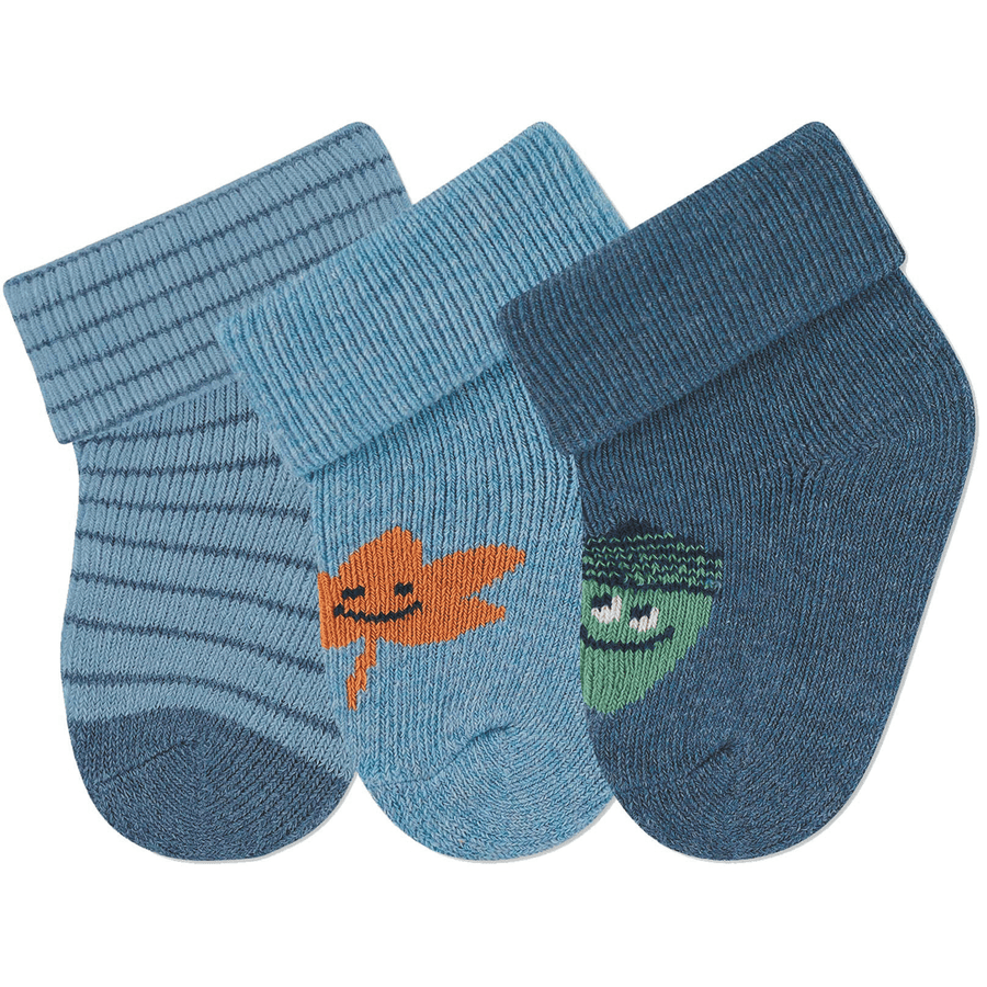 Sterntaler First Baby Socks 3-Pack Striped Blue 