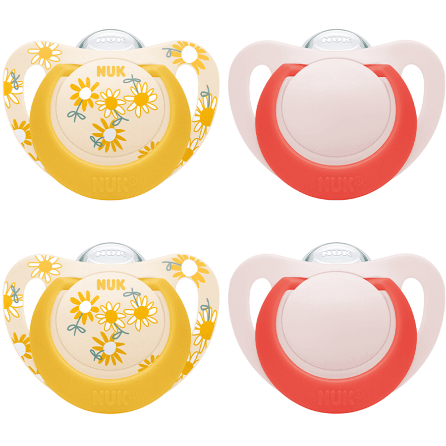 NUK Pacifier Star, størrelse 3 i gul/rød