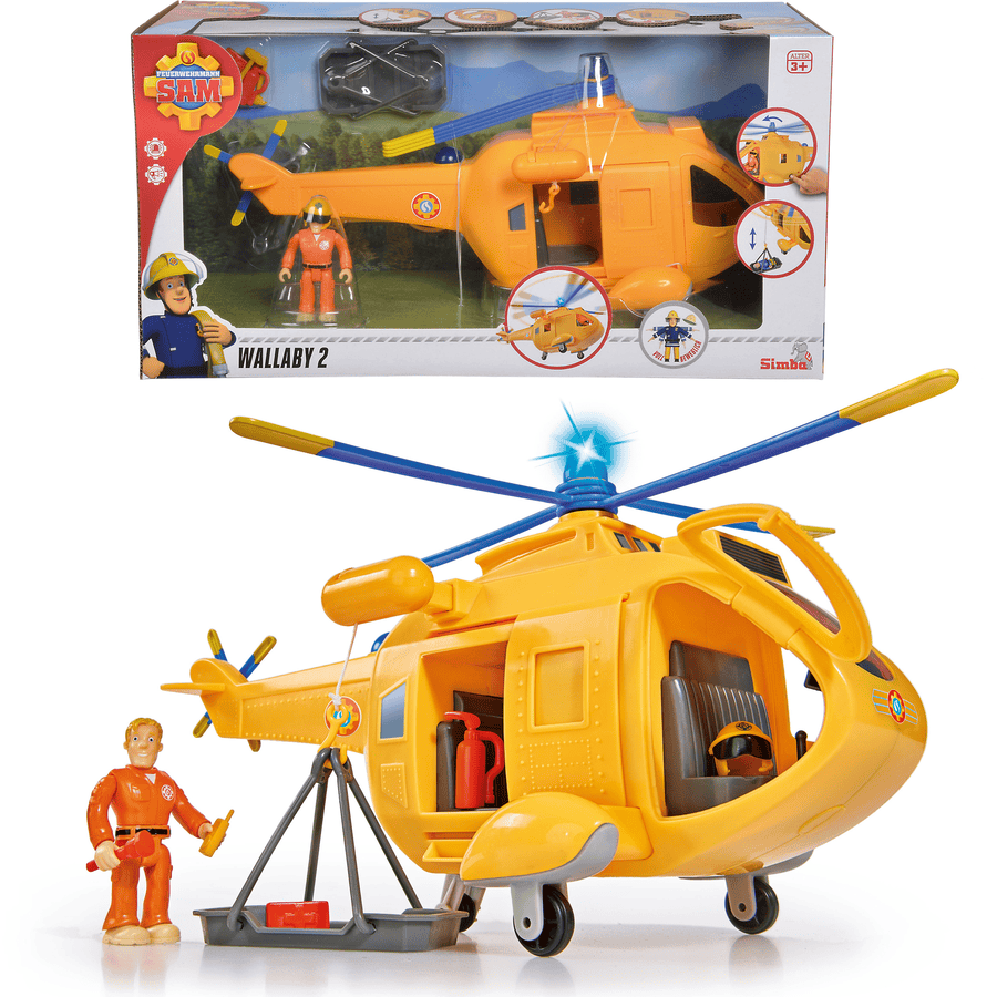 eenvoudig Wat leuk onderschrift Simba Brandweerman Sam Helikopter Wallaby II met Figuur | pinkorblue.be
