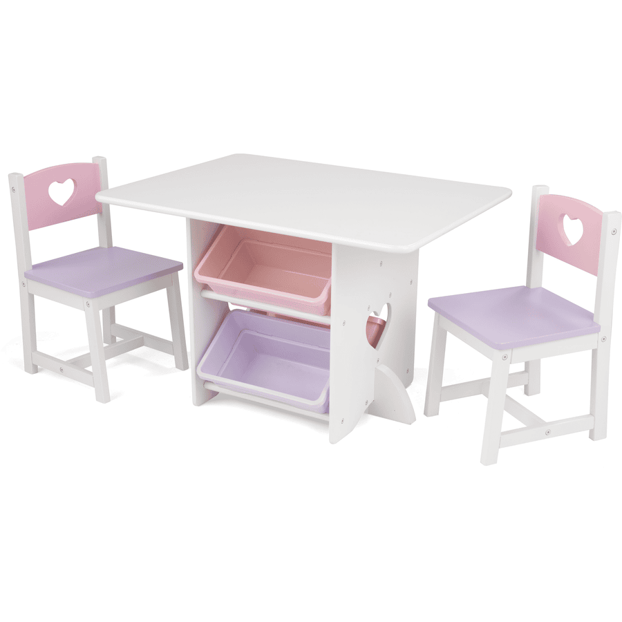 KidKraft ® Bord og stol sett hjerter hvit / rosa