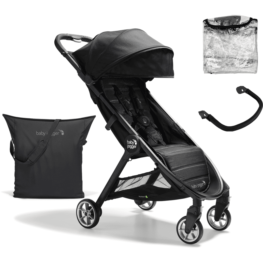 baby jogger Silla de paseo City Tour 2 Pitch Black con barra de seguridad y protector