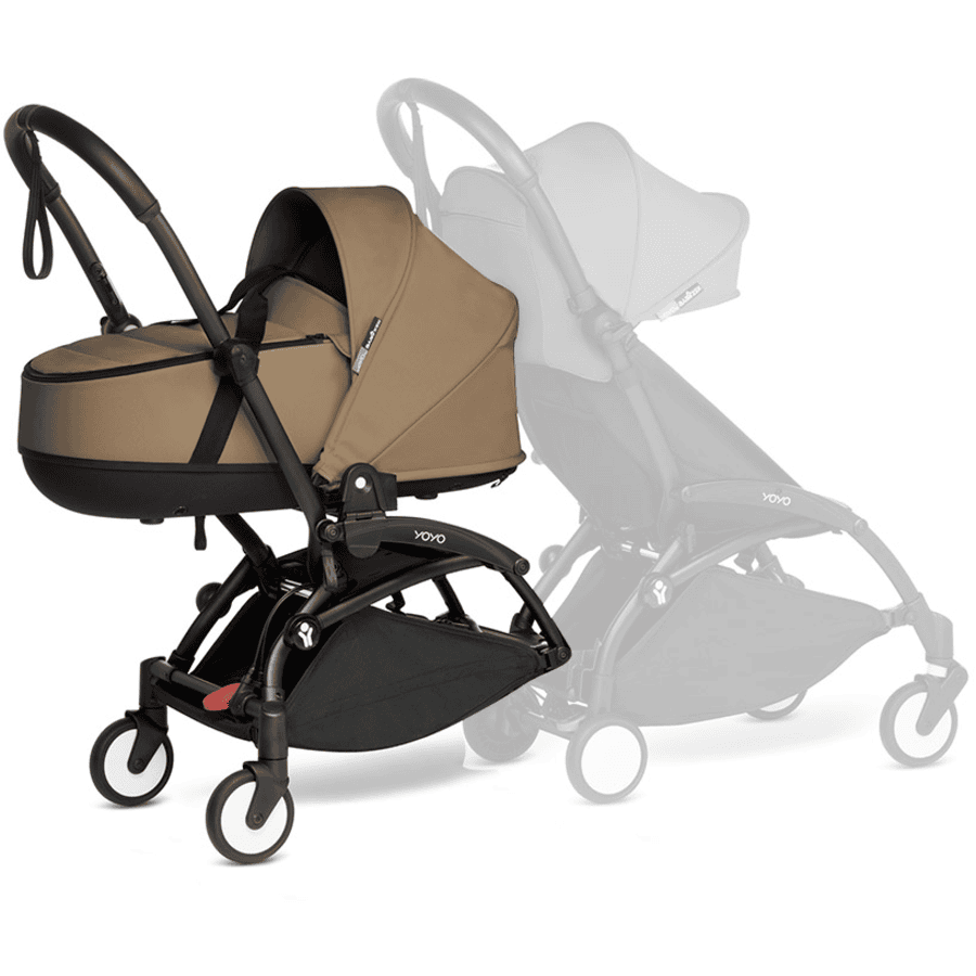 BABYZEN Kinderwagen YOYO 0+ connect Black mit Liegewanne Toffee