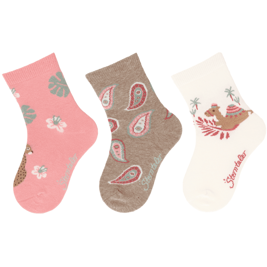 Sterntaler Lot de 3 chaussettes Orient rose mat 