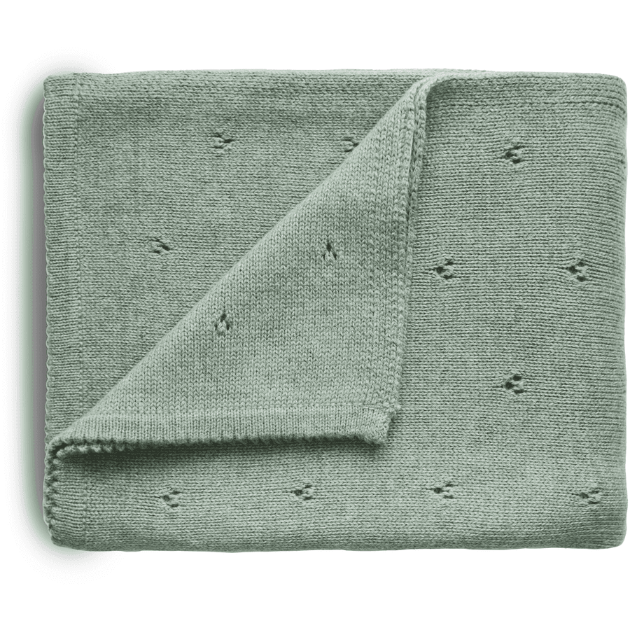 mushie Coperta in maglia Pointelle Sage Melange 80 x 100 cm