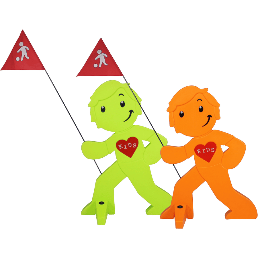 BEACHTREKKER Street buddy Waarschuwingsfiguur voor meer veiligheid voor kinderen - groen/ orange Set van 