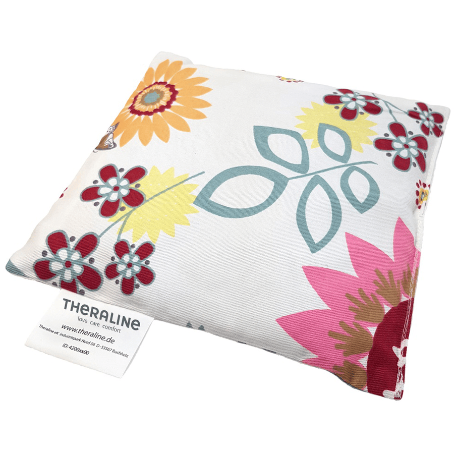 THERALINE Bouillotte noyaux cerise fleurs 19x19 cm