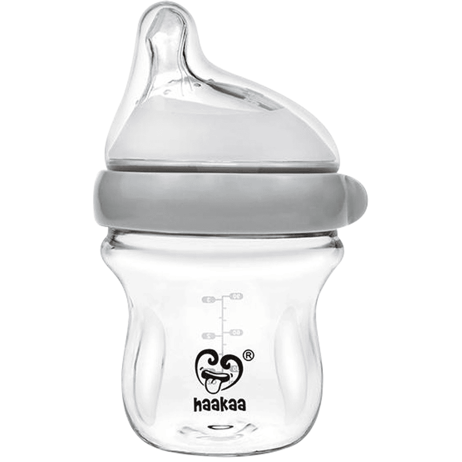haakaa® Babyfles glas, generatie 3 90 ml in grijs