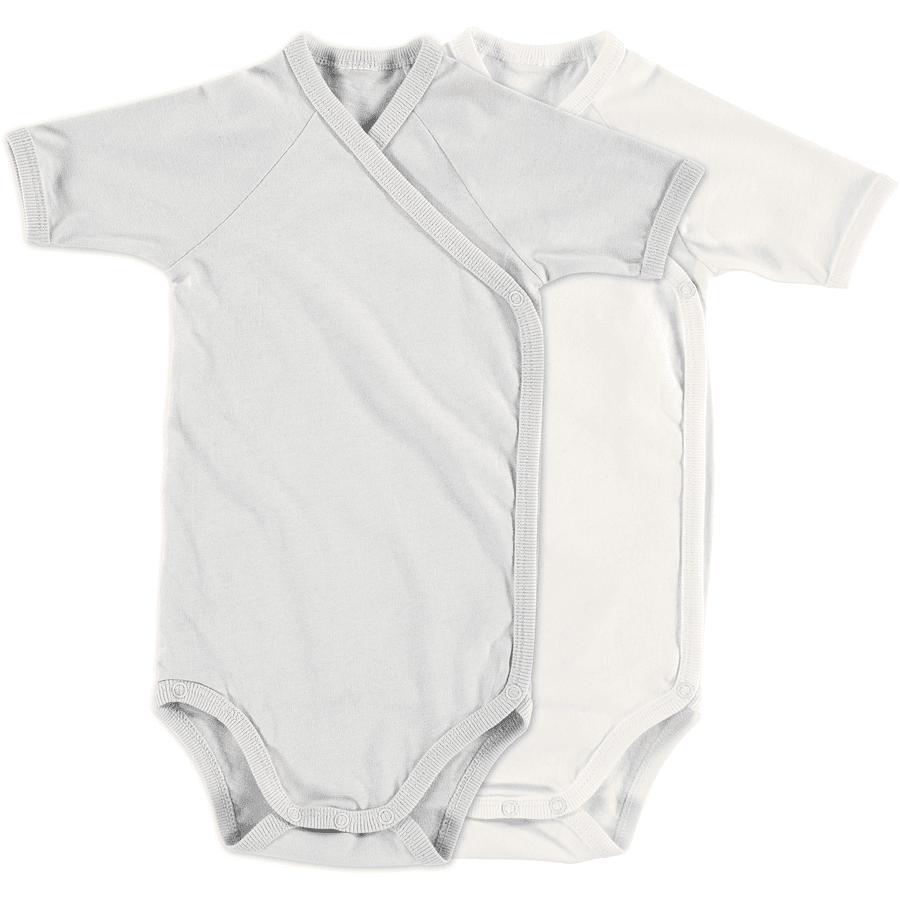 Alvi ® Kortærmet bodysuit 2-pack grå + hvid