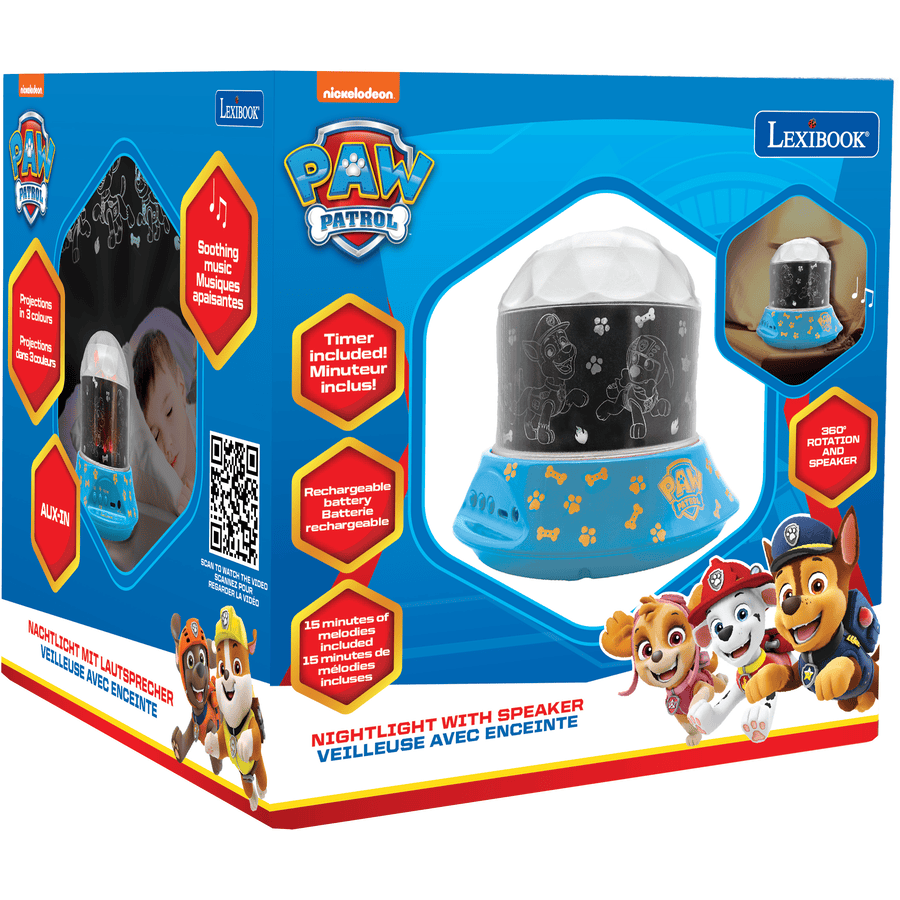 LEXIBOOK Proiettore notturno Paw Patrol con altoparlante