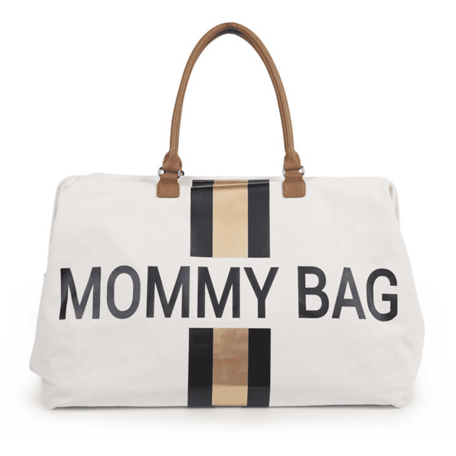CHILDHOME Mommy Bag Canvas Beige Stripes Black / Gold
