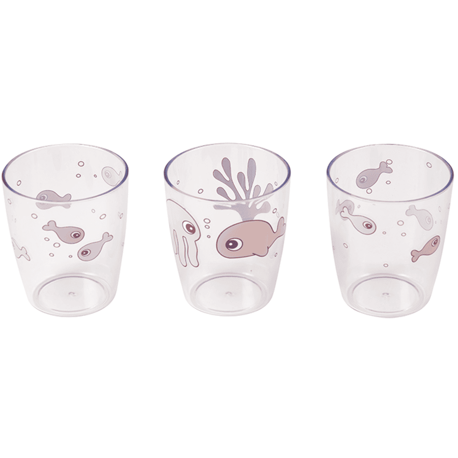 Done by Deer ™ Bicchiere Yummi mini Sea friends in rosa - 3 pezzi 