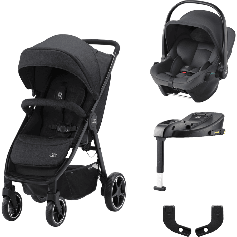 Britax Römer  Buggy B-Agile M Black Shadow inkludert bilbarnestol Baby-Safe Core i-Size Mid night  Grå pluss base station Core og Adapter 