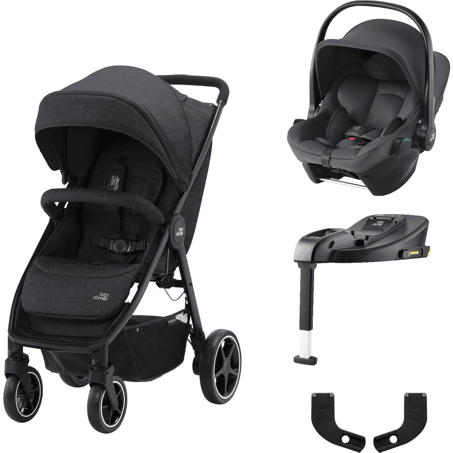 Britax Römer Pack poussette B-Agile M Black Shadow cosy Baby-Safe Core i-Size Midnight Grey base Core