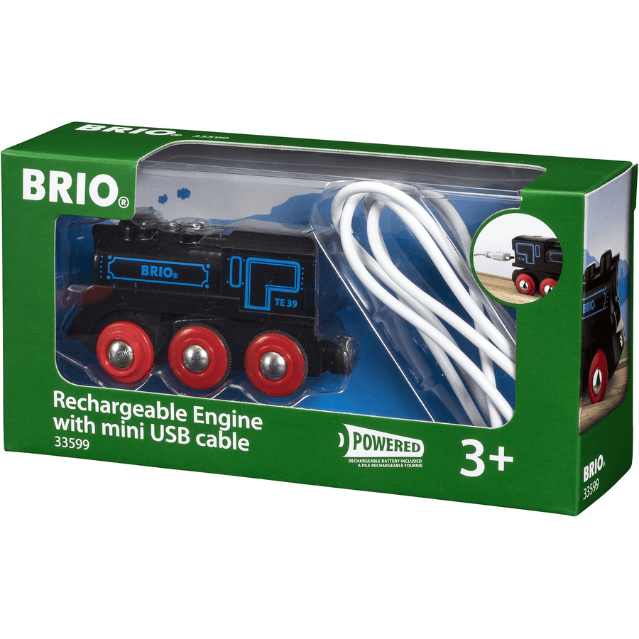 BRIO® WORLD Black Battery-Powered Locomotive with Mini USB 33599