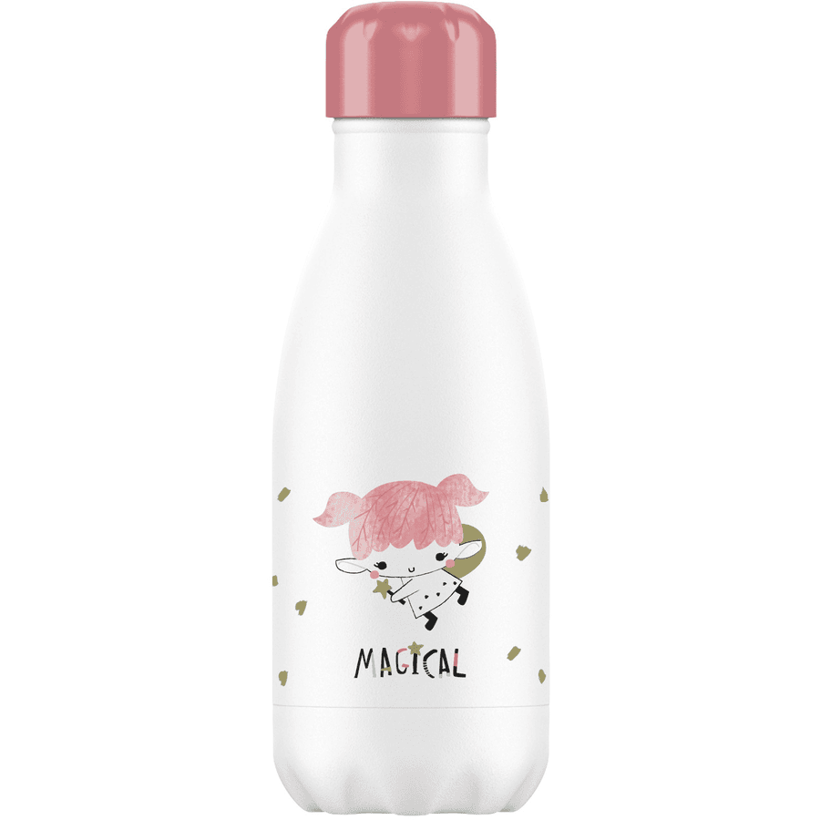 miniland Isolierflasche kid bottle fairy - 270ml, weiß/rosa