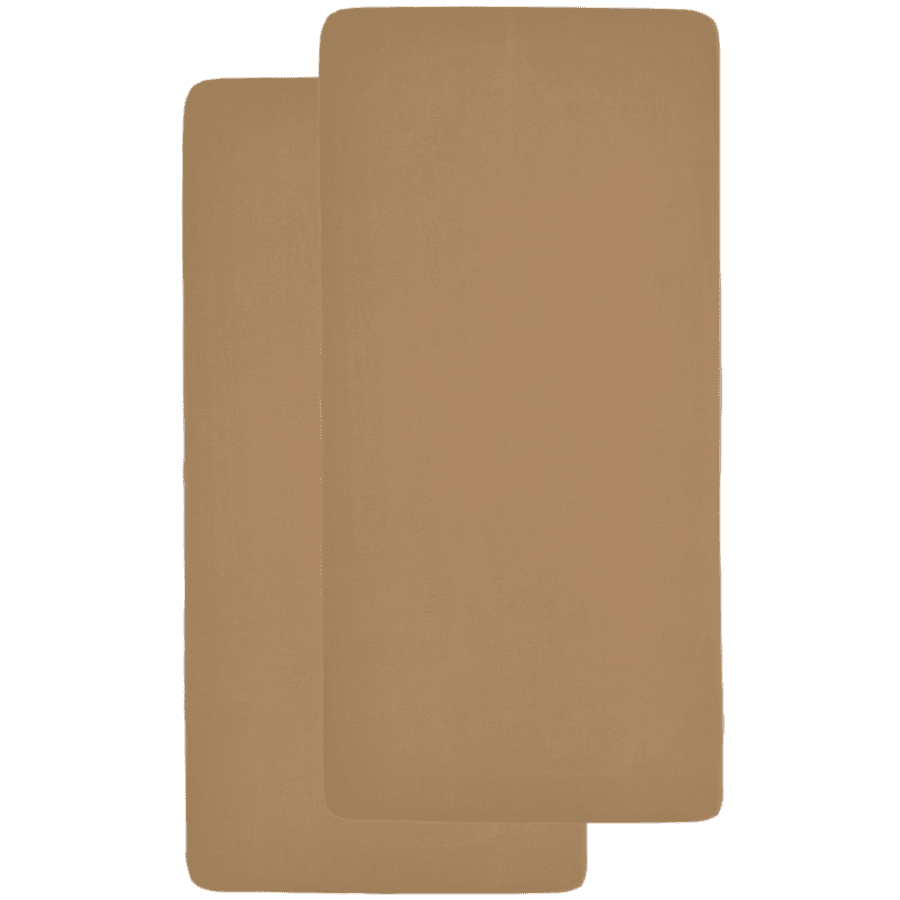 Meyco Paquete de 2 sábanas ajustables de Jersey Paquete de 2 60 x 120 Toffee