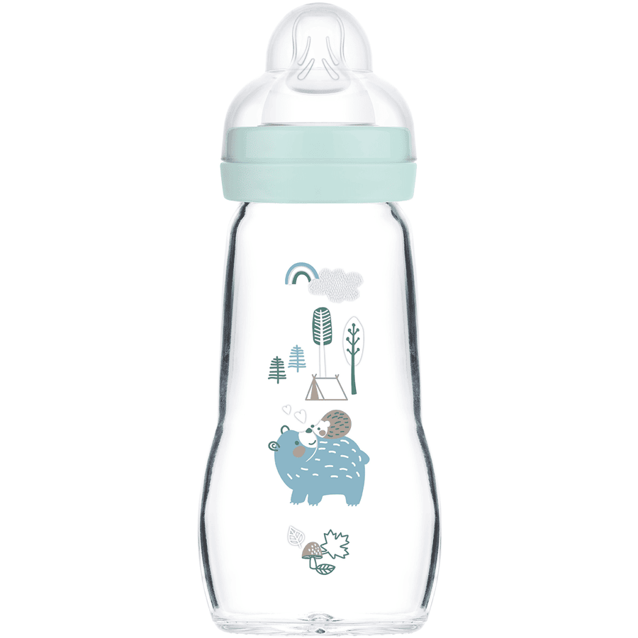 MAM Glasflasche Feel Good 260 ml ab 0 Monaten Bär/Igel sage